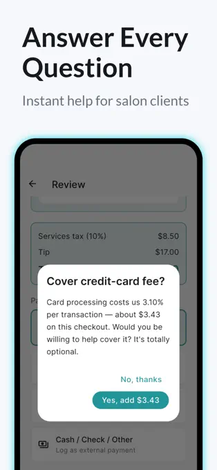 Answer every question — instant help for salon clients